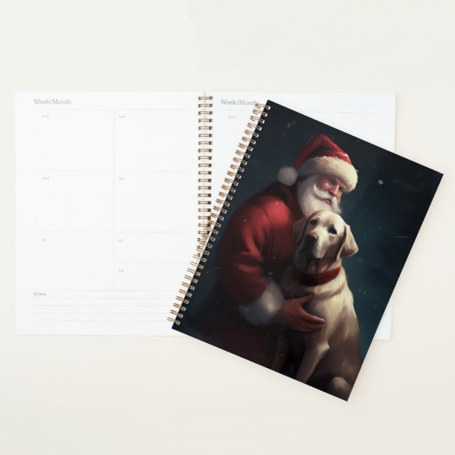 Labrador With Santa Claus Festive Christmas  Planner (Display)