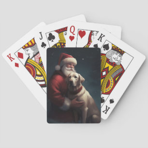 Labrador With Santa Claus Festive Christmas Playing Cards