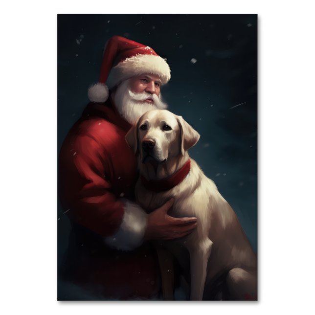 Labrador With Santa Claus Festive Christmas  Table Number (Front)