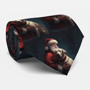 Labrador With Santa Claus Festive Christmas  Tie