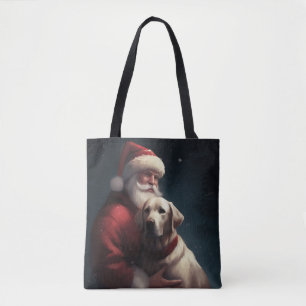 Labrador With Santa Claus Festive Christmas  Tote Bag