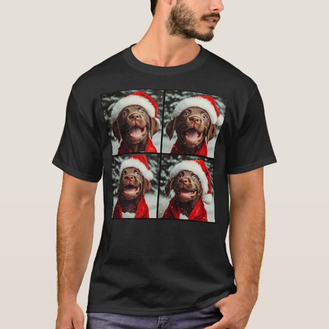 Labrador With Santa Hat Christmas Chocolate Lab Pu T-Shirt (Front)