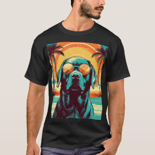 Labrador with sunglasses at a tropical beach T-Shirt