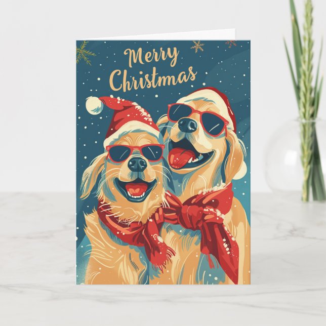 Labrador with sunglasses Christmas Personalised Holiday Card (Front)