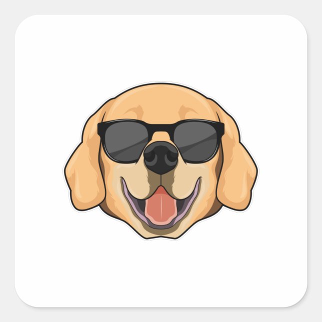 Labrador with Sunglasses Square Sticker (Front)