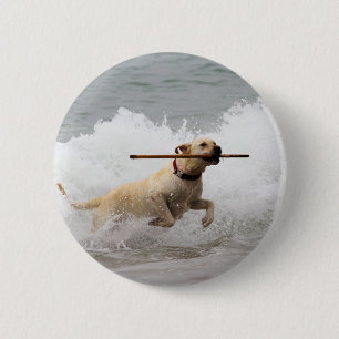 Labrador - Yellow - Go Fetch! 6 Cm Round Badge