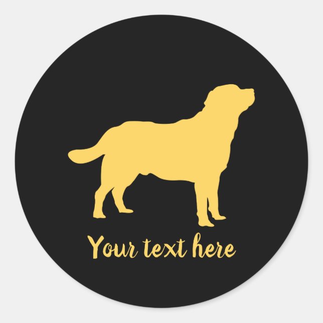 Labrador Yellow Standing Lab Silhouette & Text Classic Round Sticker (Front)