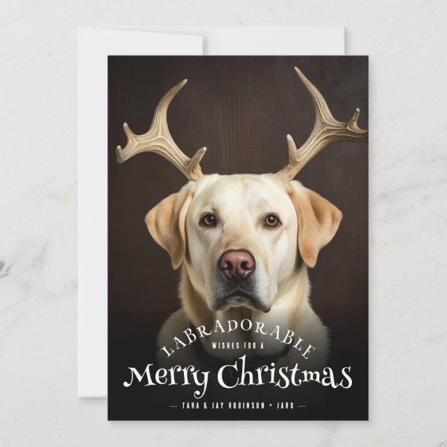Labradorable Wishes Merry Christmas Text Dog  Holiday Card (Front)