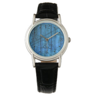 Labradorite Gems Blue Monogram Numbers  Watch