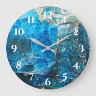 Labradorite Gems Blue Numbers Large Clock