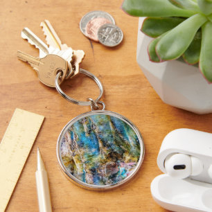 Labradorite Mineral Specimen Key Ring