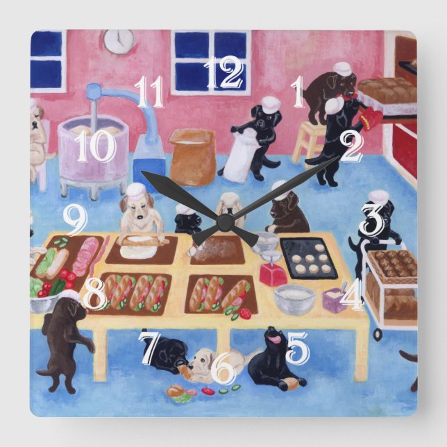 Labradors Bakery Painting Wall Clock (Front)