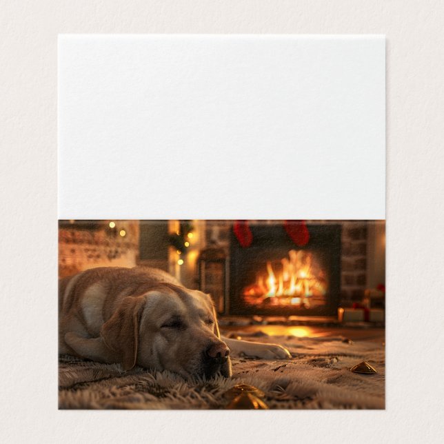 Labrador's Cosy Fireplace Card (Outside Unfolded)