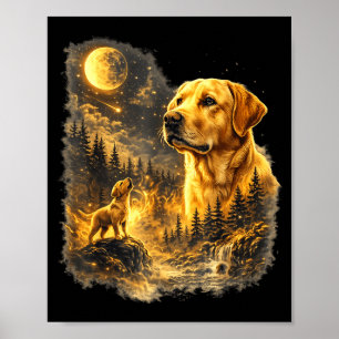 Labradors howling to the moon vintage funnyLabrado Poster