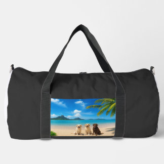 Labs on tropical island duffle bag