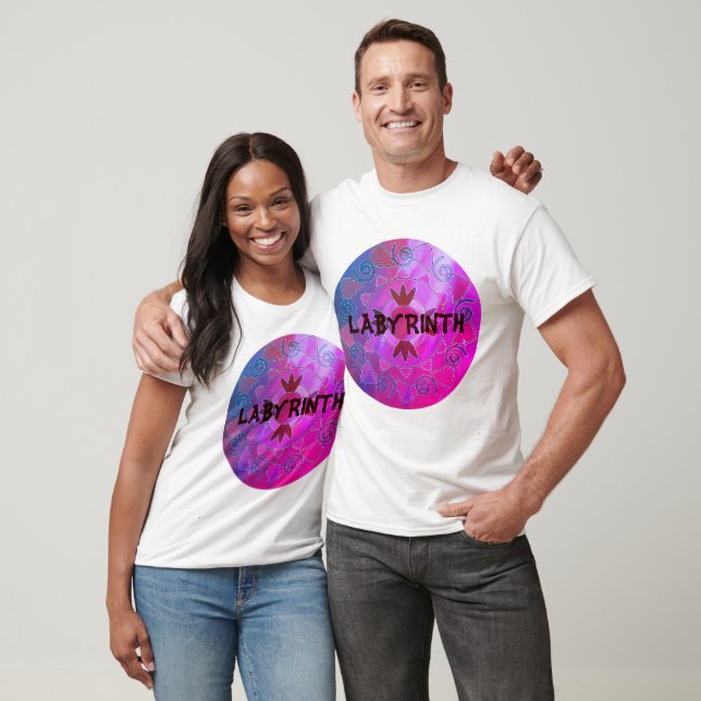 Labyrint customisable text colourful round mandala T-Shirt (Unisex)