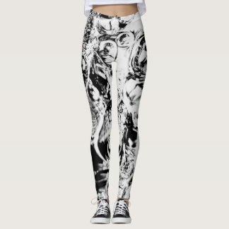 Labyrinth Abstract Black White Leggings