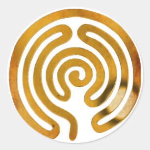 labyrinth antique gold   make your own background classic round sticker
