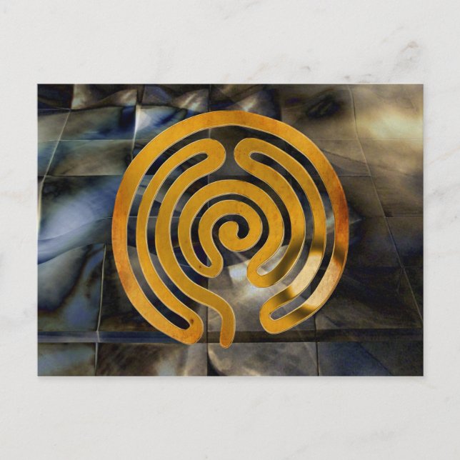labyrinth antique gold | mosaic grunge postcard (Front)
