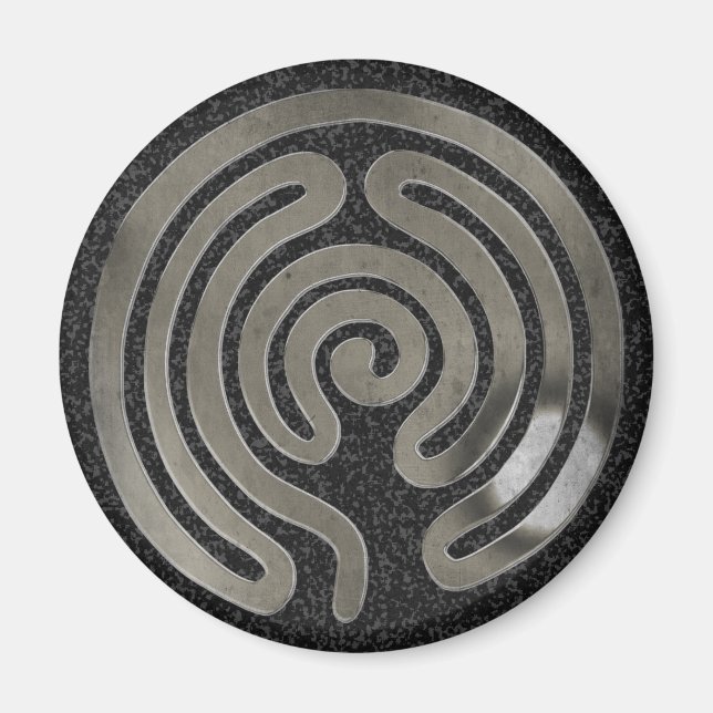 labyrinth antique silver | black splatter magnet (Front)
