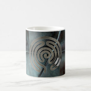 labyrinth antique silver mosaic grunge coffee mug