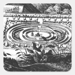 Labyrinth at Heidelberg, Hortus Palatinus (engravi Square Sticker