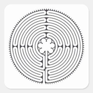 Labyrinth Cathedral of Chartres Black and White Square Sticker