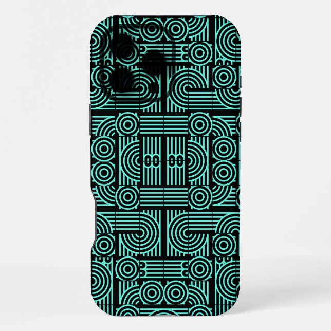Labyrinth Futuristic Abstract Geometric Pattern iPhone Case (Back)
