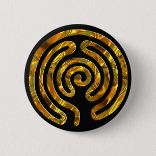 Labyrinth GOLD black 6 Cm Round Badge