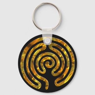 Labyrinth GOLD   black Key Ring