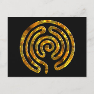 Labyrinth GOLD black Postcard