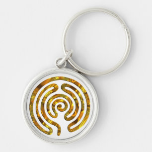 Labyrinth GOLD   make your own background Key Ring