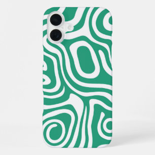 Labyrinth graphic pattern green iPhone 16 plus case