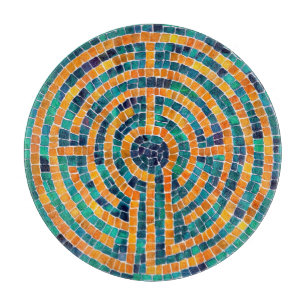 LABYRINTH II 12" Round Glass Cutting Board 