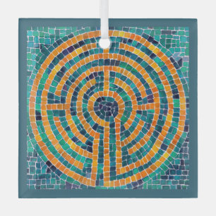 LABYRINTH II Glass Square Ornament