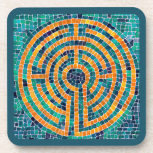 LABYRINTH II Hard Plastic Coasters - Green