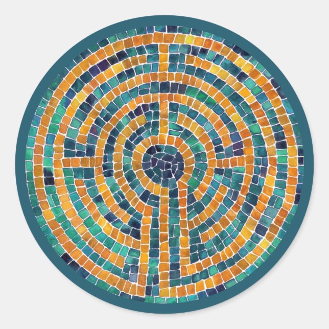LABYRINTH II Large Round Stickers - Green (Front)