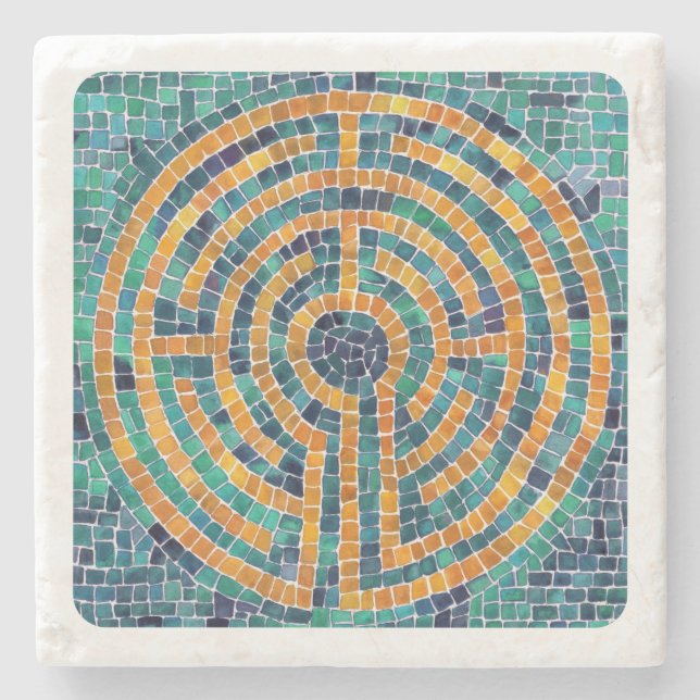 LABYRINTH II Marble Stone Coaster - White (Front)