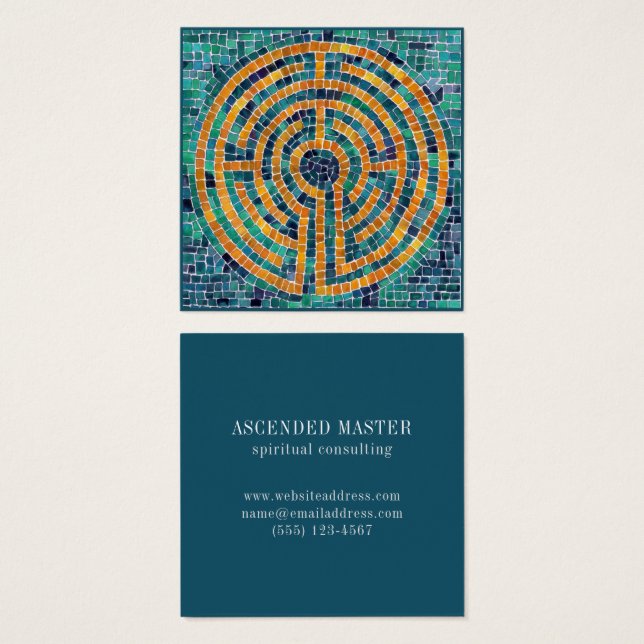 LABYRINTH II Square Business Card - Green (Front & Back)