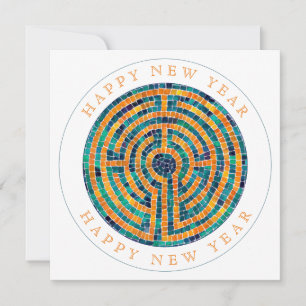 LABYRINTH II Square Flat New Year Card
