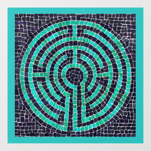 LABYRINTH III 12x12 Window Cling - Turquoise