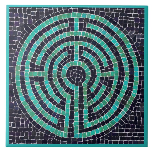 LABYRINTH III 6x6 Ceramic Tile - Turquoise (Front)