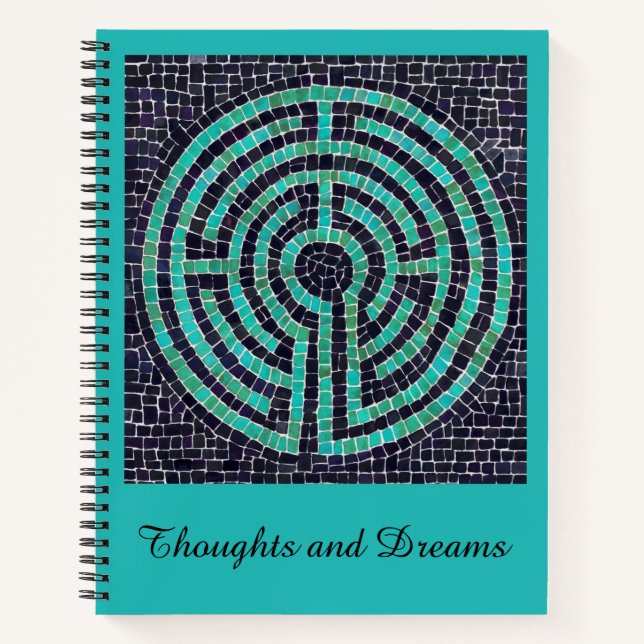 LABYRINTH III 8.5x11 Notebook + Text Turquoise (Front)