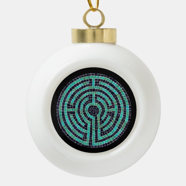 LABYRINTH III Ceramic Ball Ornament (Front)