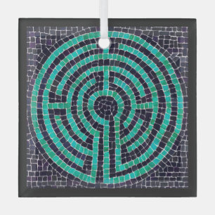 LABYRINTH III Glass Square Ornament