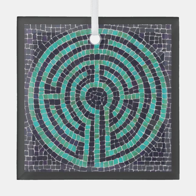 LABYRINTH III Glass Square Ornament (Front)