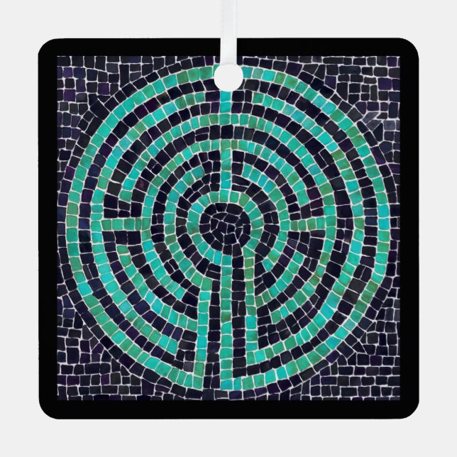 LABYRINTH III Metal Square Ornament (Front)