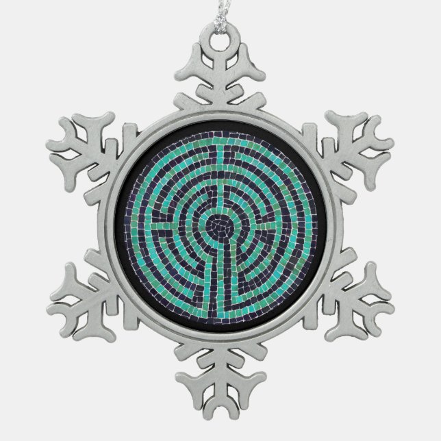 LABYRINTH III Pewter Snowflake Ornament (Front)