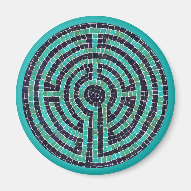 LABYRINTH III Round Magnet - Turquoise (Front)