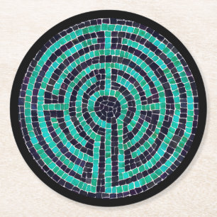 LABYRINTH III Round Paper Coasters - Black